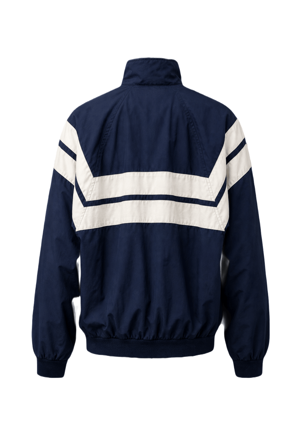 1980s Navy Blue Synthetic Blend Jacket - Back View