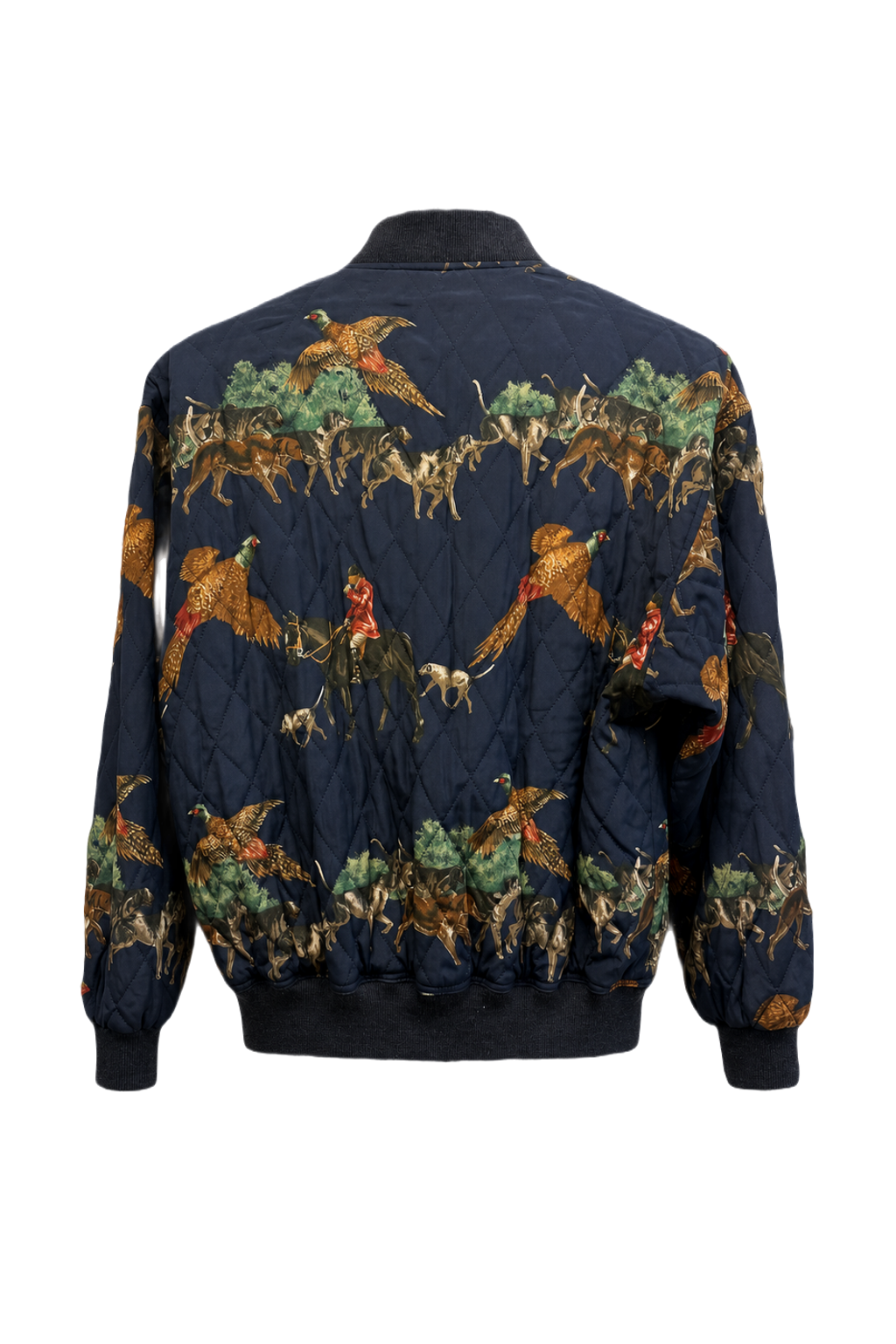 1980s Navy Blue Synthetic Blend Jacket - Back View