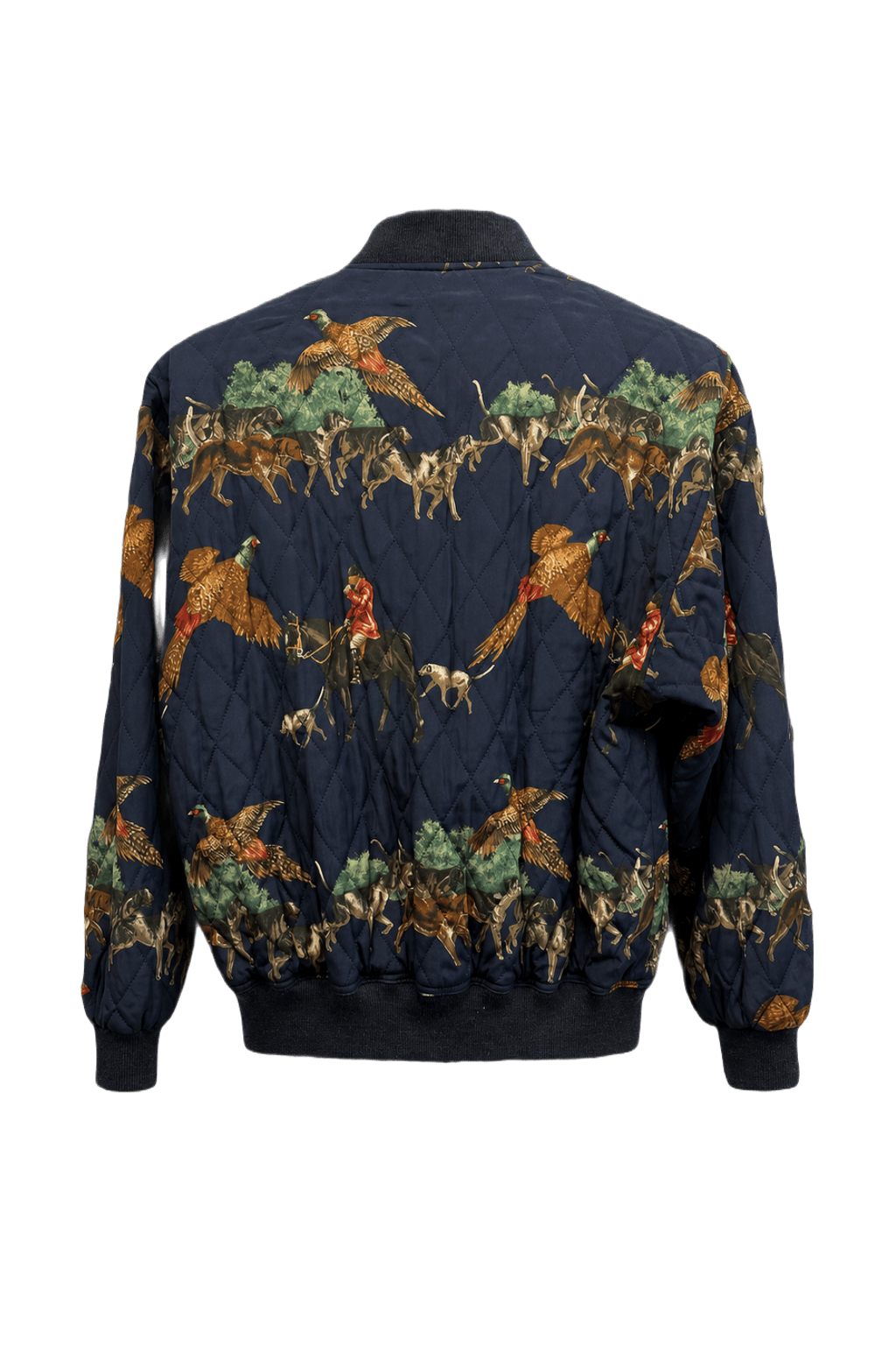 1980s Navy Blue Synthetic Blend Jacket - Back View
