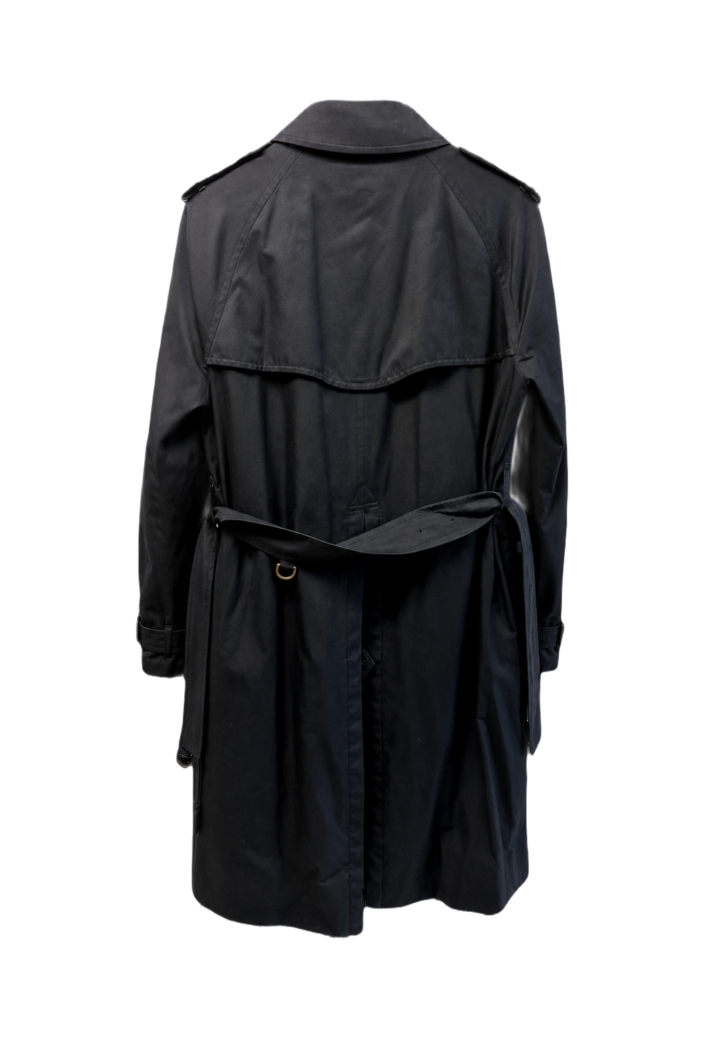 1980s Navy Blue Cotton Blend Trench Coat - Back View