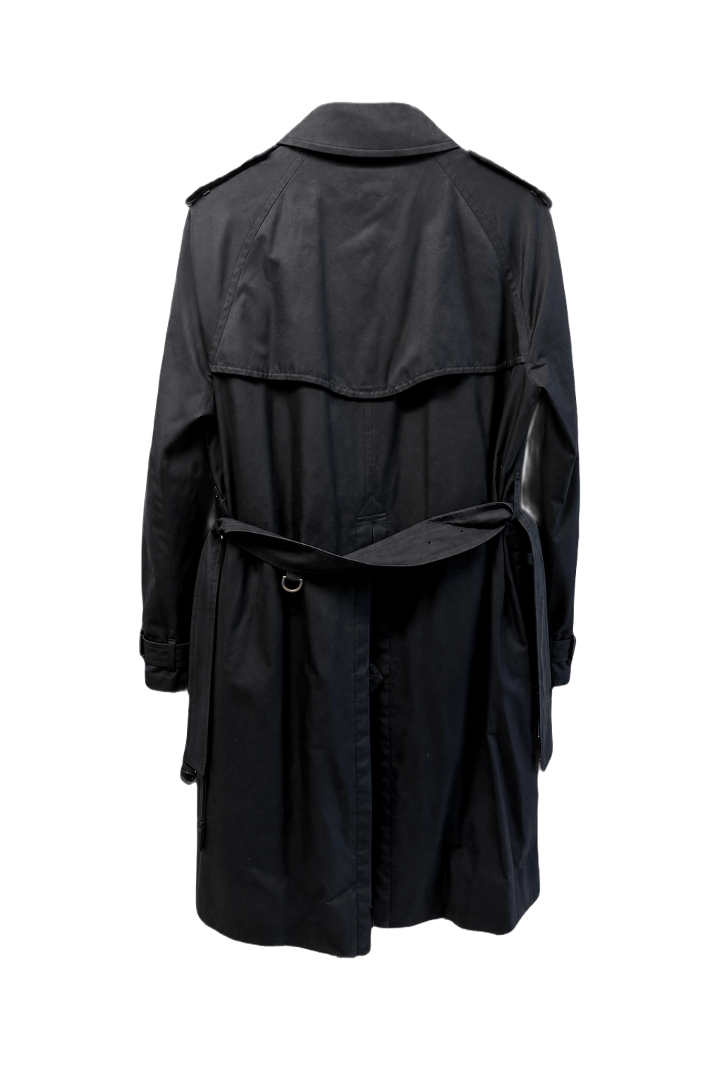 1980s Navy Blue Cotton Blend Trench Coat - Back View