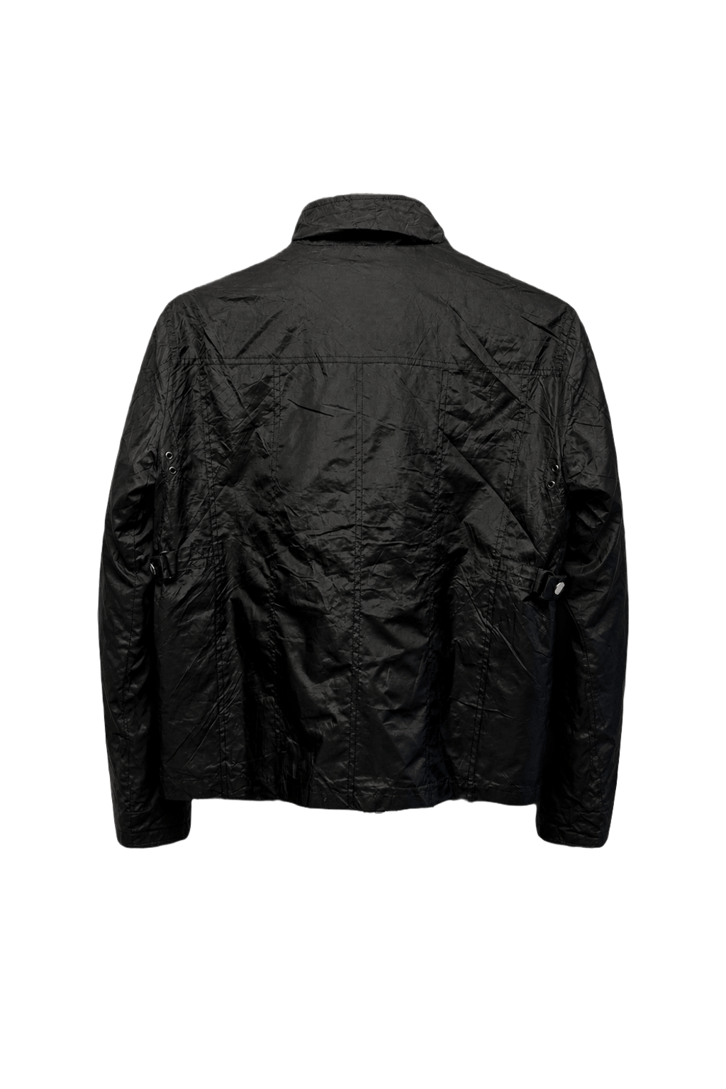 1980s Black Synthetic Jacket - Back View