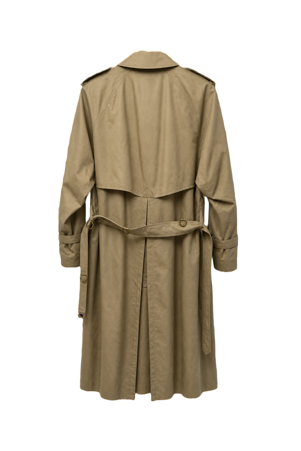 1980s Khaki Cotton Blend Trench Coat - Back View