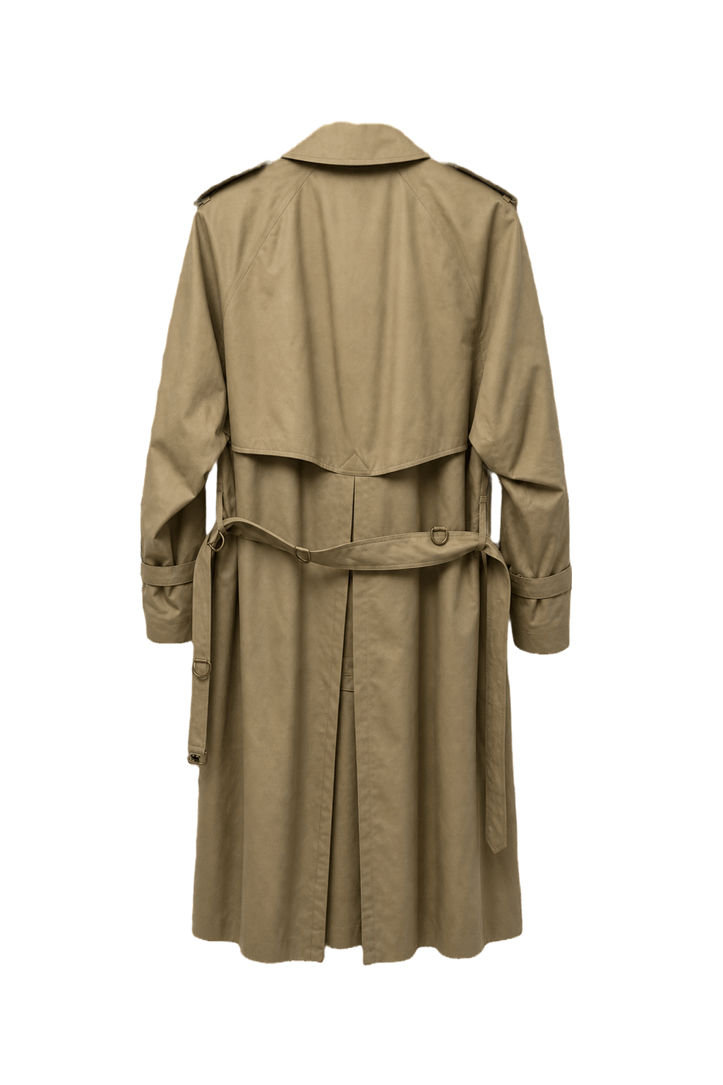 1980s Khaki Cotton Blend Trench Coat - Back View