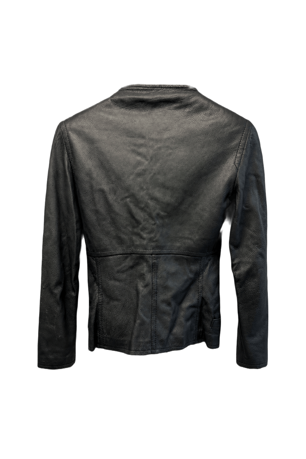 1990s Dark Grey Leather Blazer - Back View