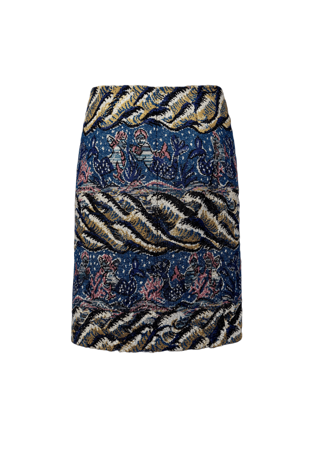1990s Blue Woven Textile Skirt - Back View