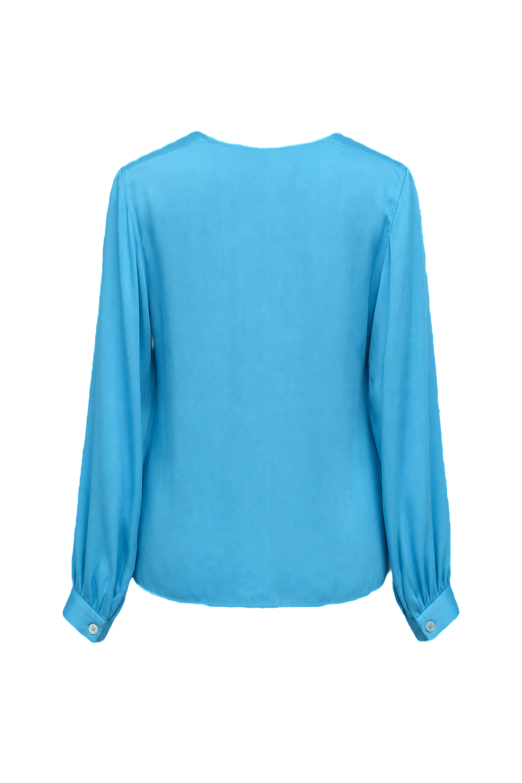 1990s Bright Teal Silk Blouse - Back View