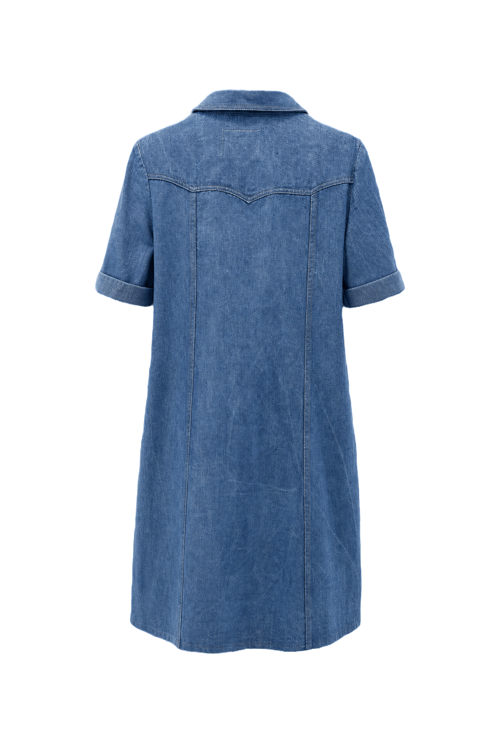 1970s Light Blue Denim Shirt Dress - Back View