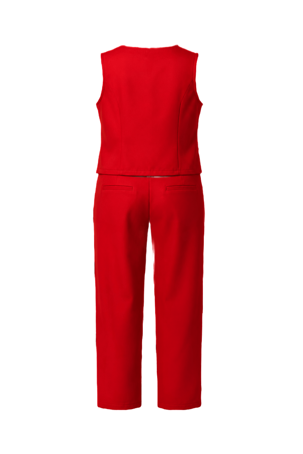 1970s Red Polyester Blend Two-Piece Set - Back View