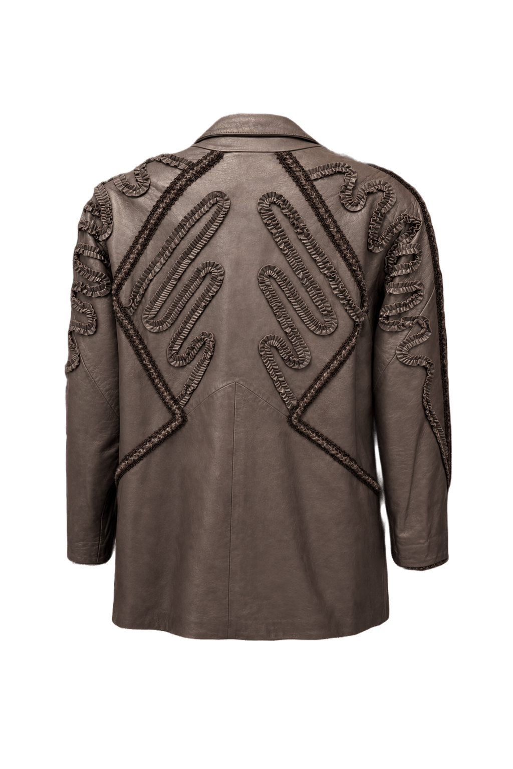 1970s Taupe Leather Jacket - Back View