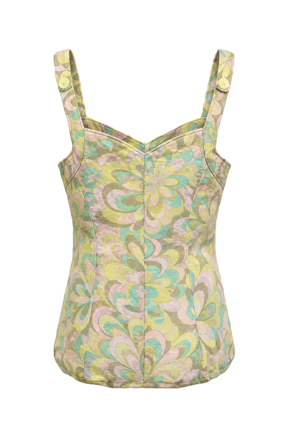 1960s Pastel Green Cotton Blend Tank Top - Back View