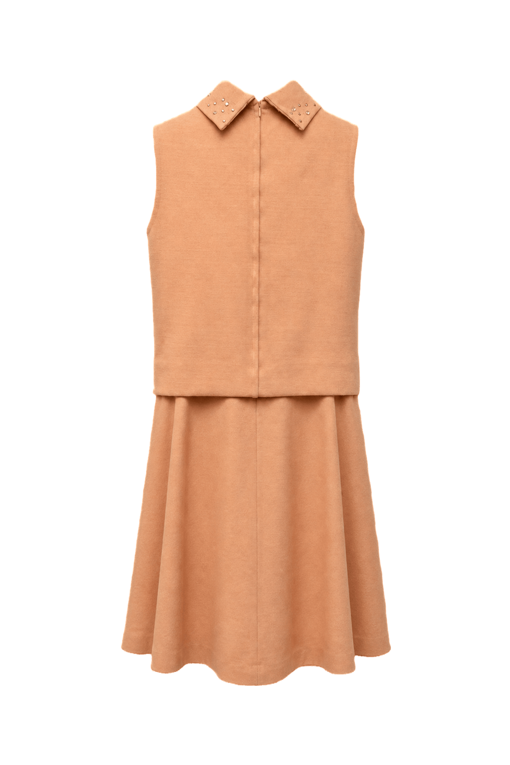 1960s Peach Wool Blend Dress - Back View