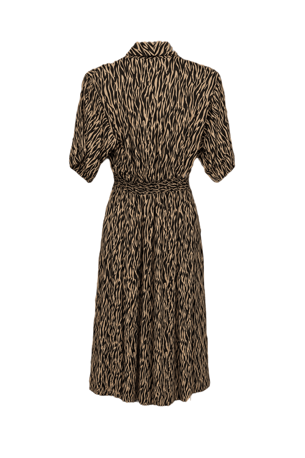 1980s Black and Beige Polyester Dress - Back View