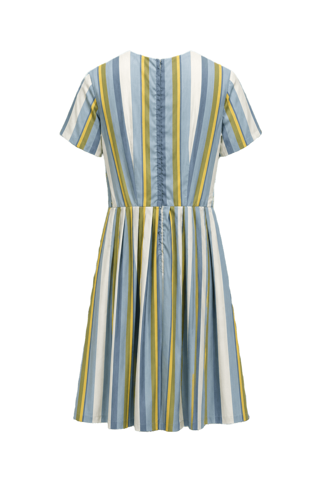 1960s Blue Cotton A-line Dress - Back View