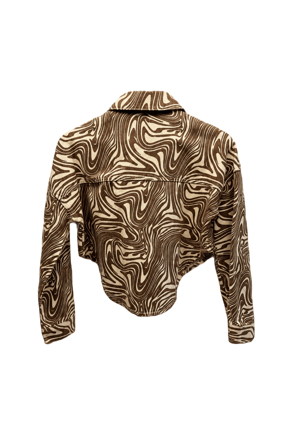 1990s Brown Cream Cotton Blend Shirt - Back View