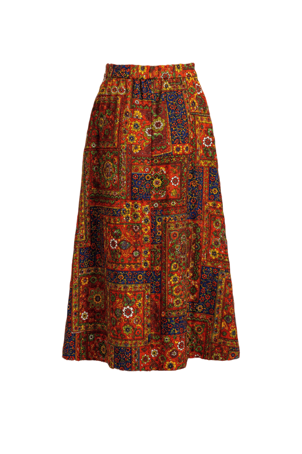 1970s Red Cotton Skirt - Back View