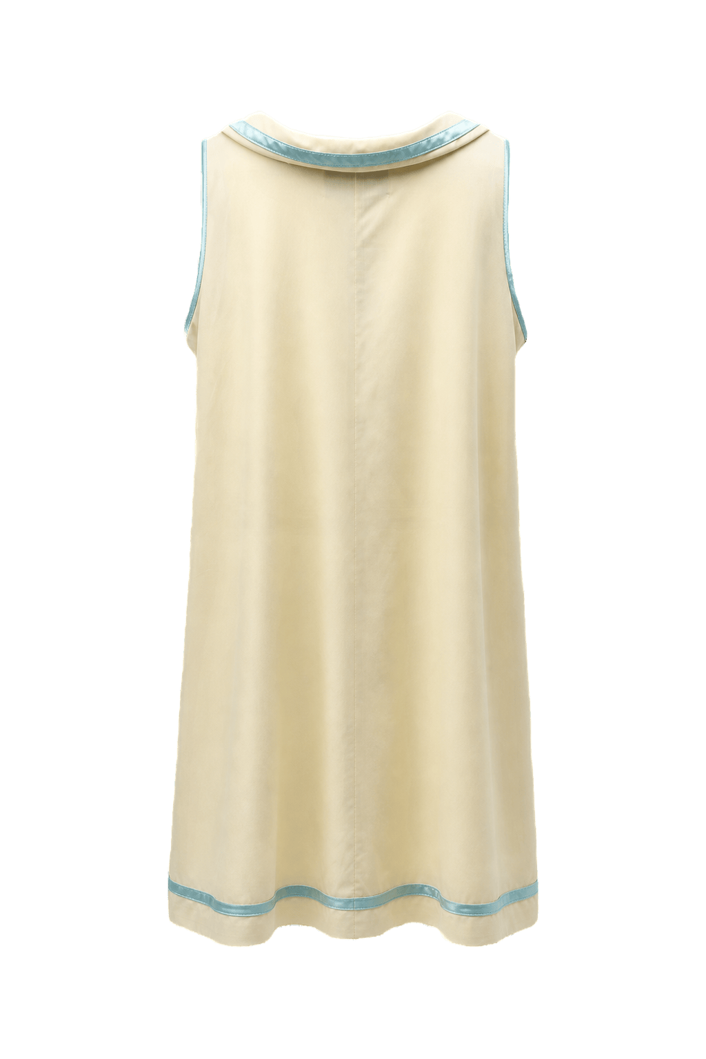 1960s Cream Polyester Shift Dress - Back View