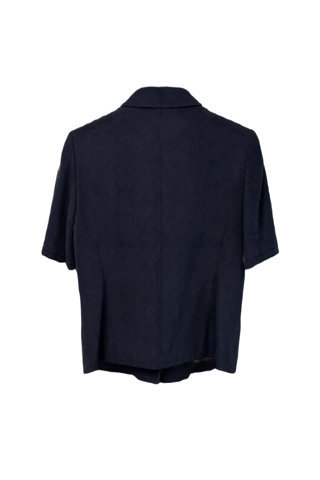 1980s Navy Blue Wool Blend Blazer - Back View
