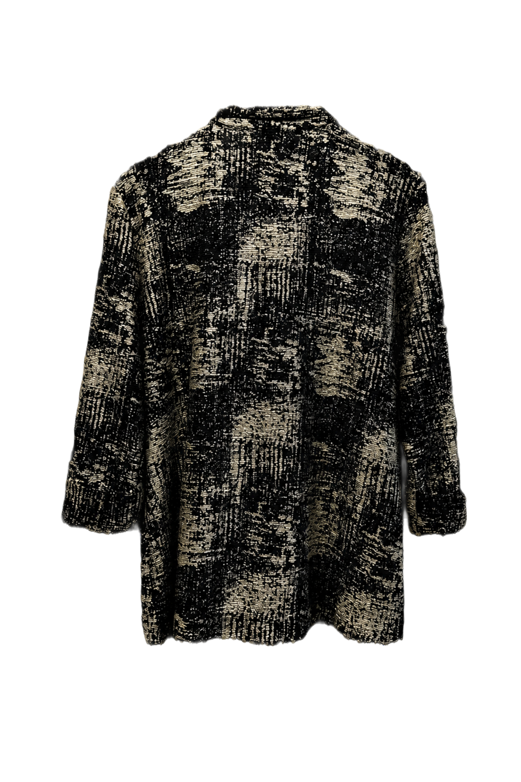 1980s Black Beige Wool Blend Jacket - Back View