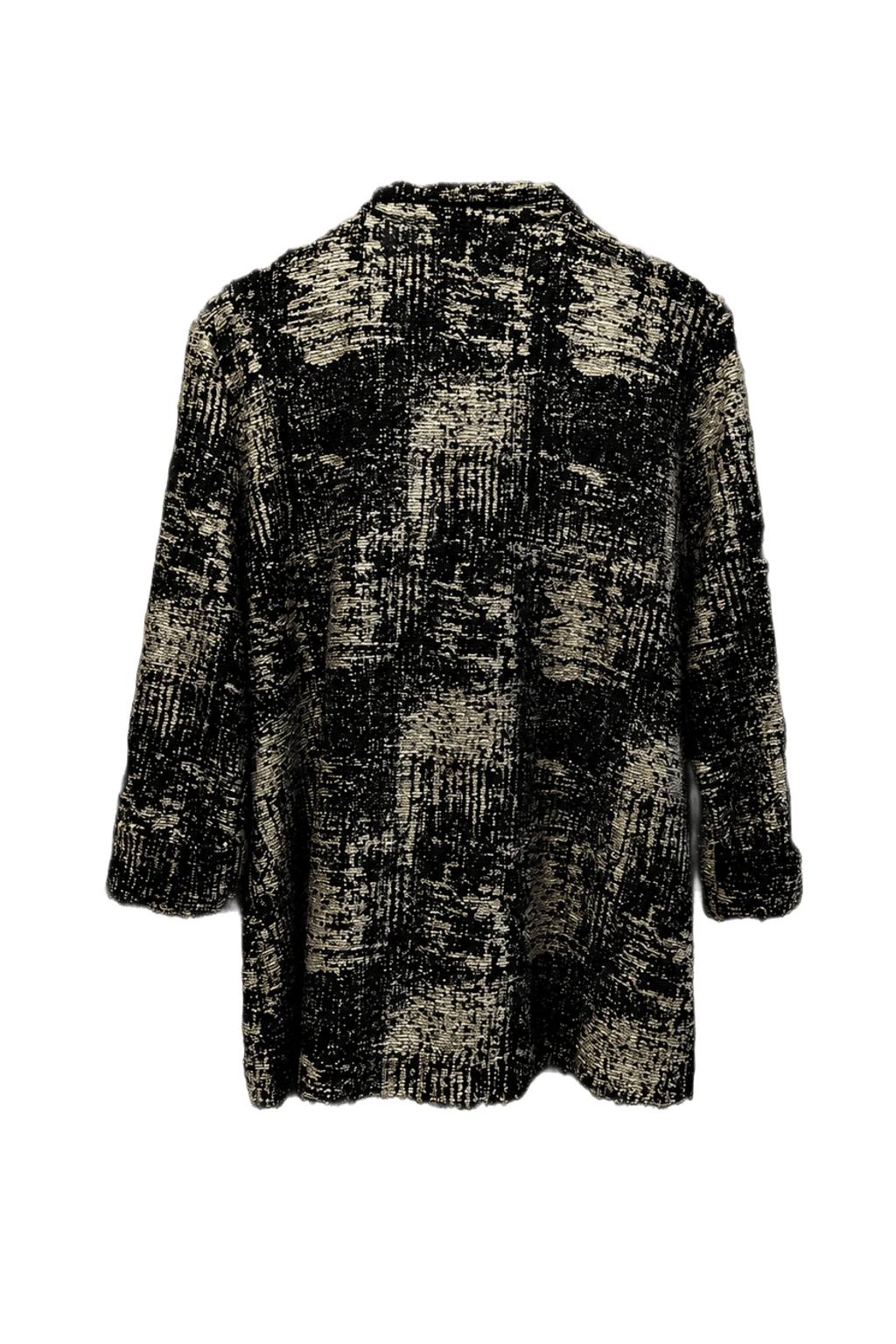 1980s Black Beige Wool Blend Jacket - Back View
