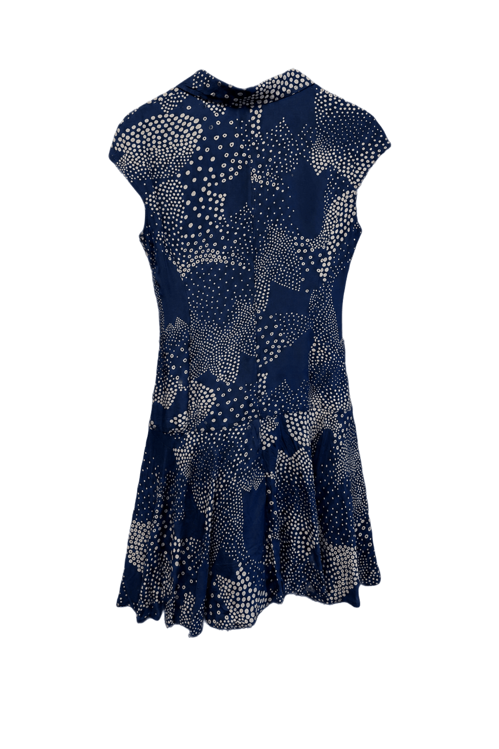 1990s Navy Blue Cotton Blend Dress - Back View