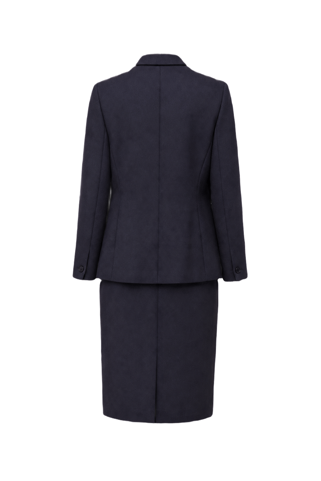 1980s Navy Blue Wool Blend Blazer & Skirt Set - Back View