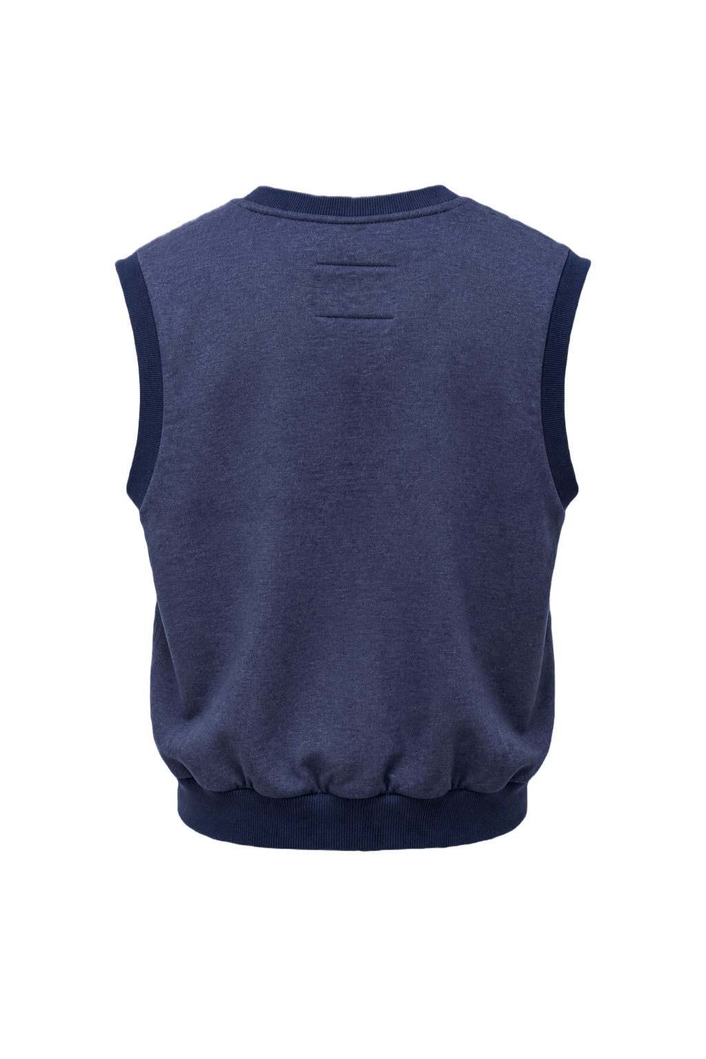 1980s Navy Blue Cotton Blend Sleeveless Sweatshirt - Back View