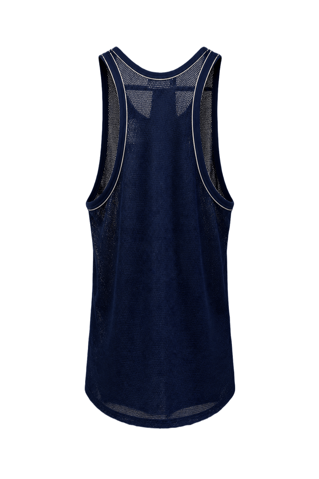 1980s Navy Blue Polyester Tank Top - Back View