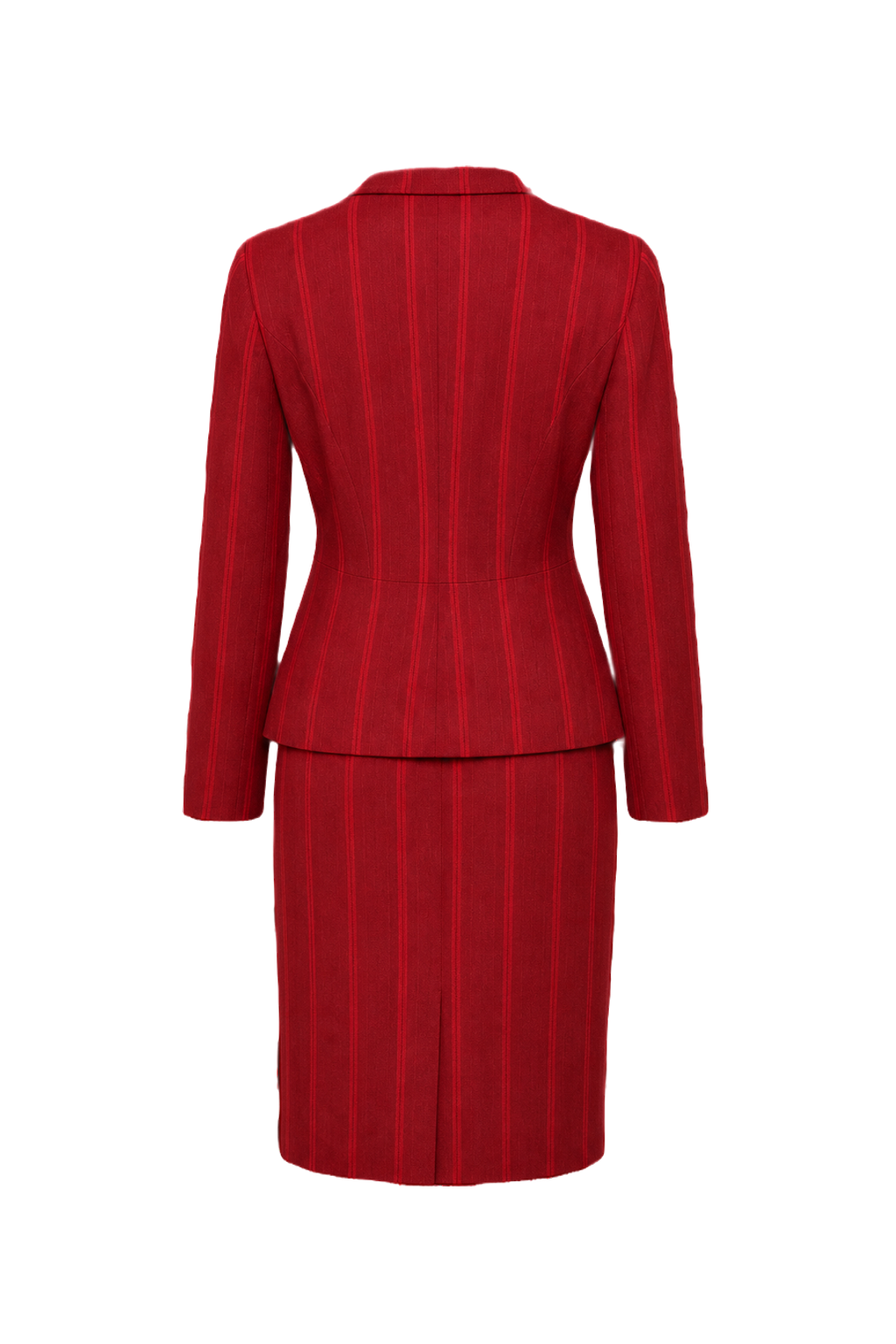 1990s Red Cotton 2-piece Skirt Suit - Back View
