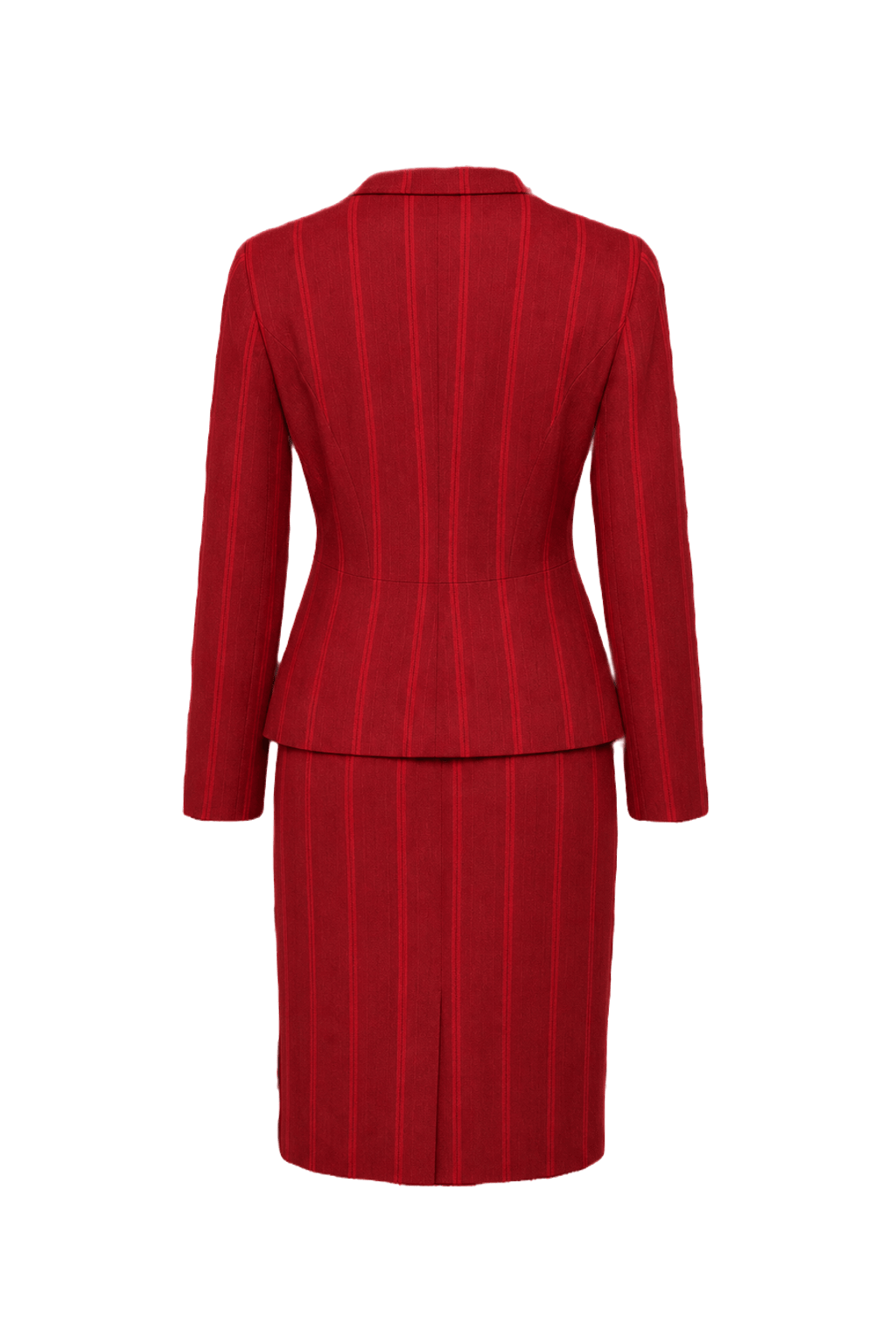 1990s Red Cotton 2-piece Skirt Suit - Back View