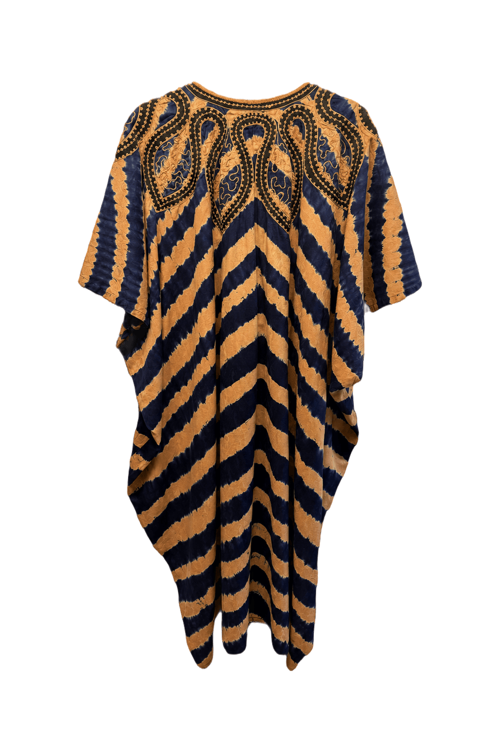 1970s Navy Blue Cotton Blend Dress - Back View
