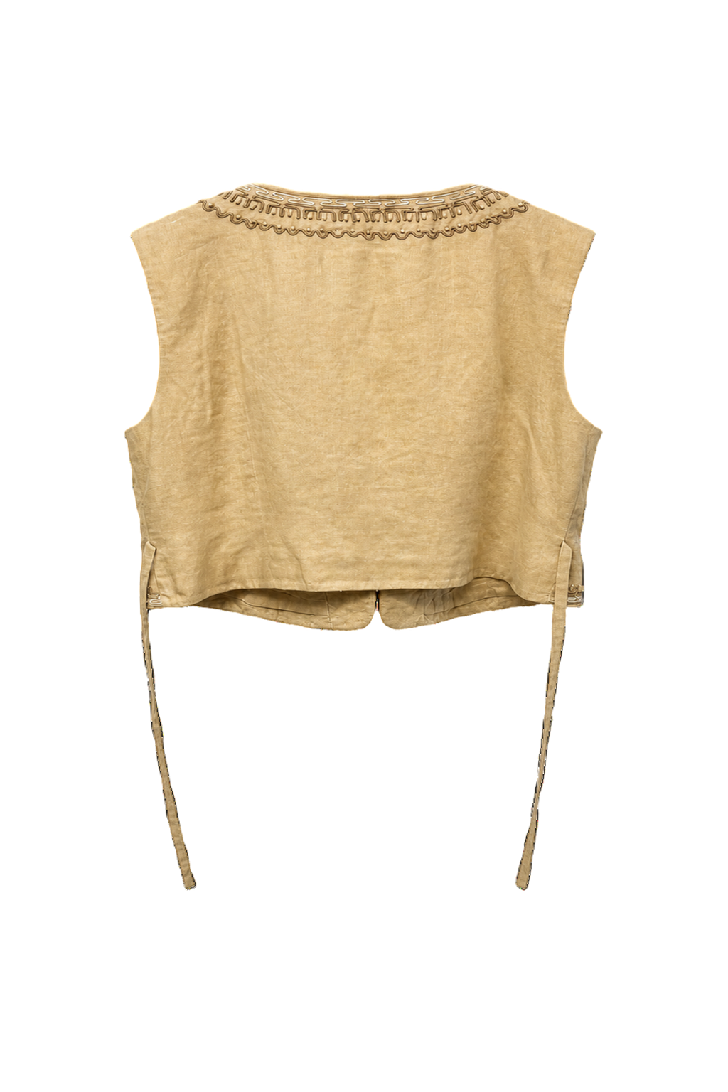 1970s Light Beige Cotton Vest - Back View