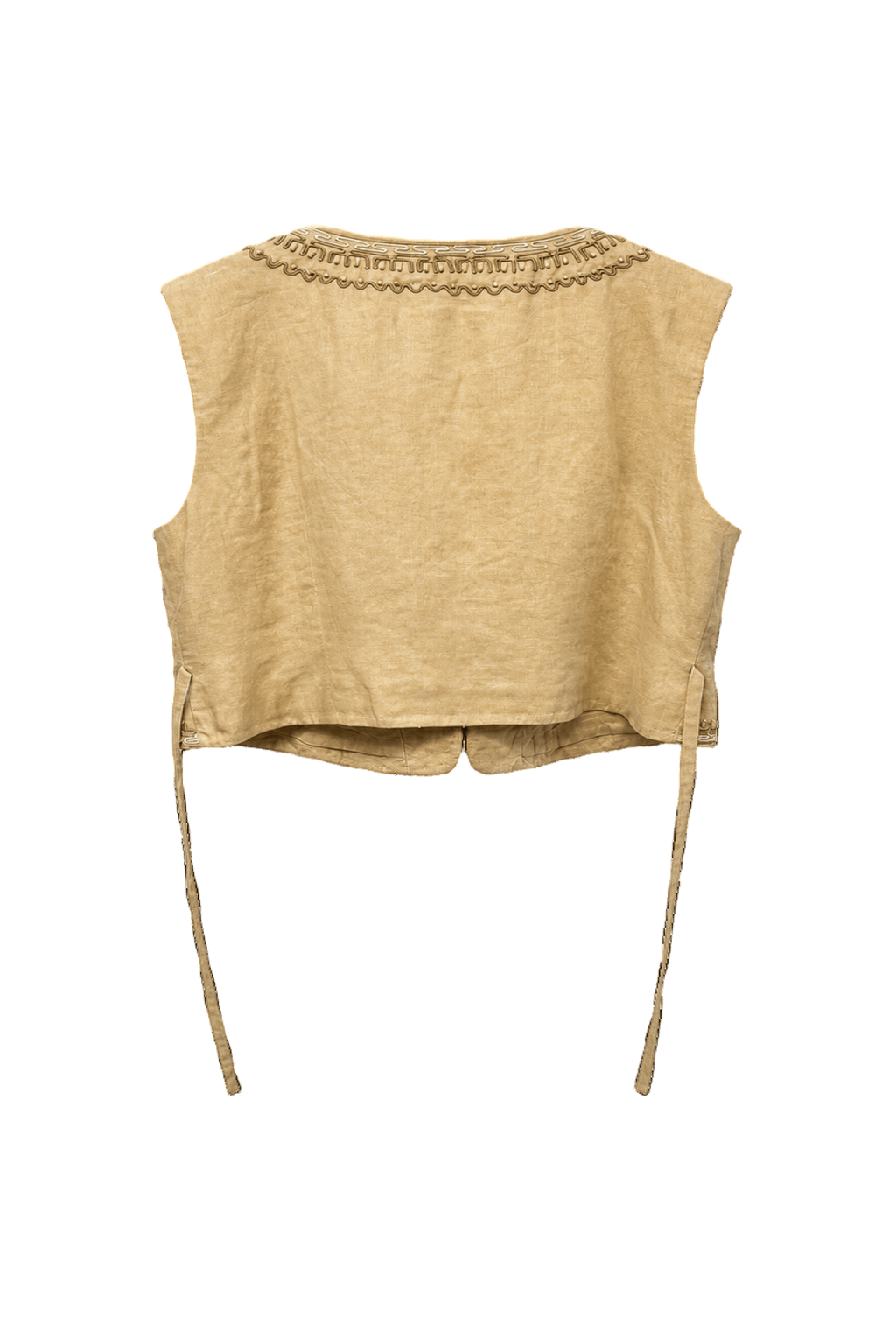 1970s Light Beige Cotton Vest - Back View