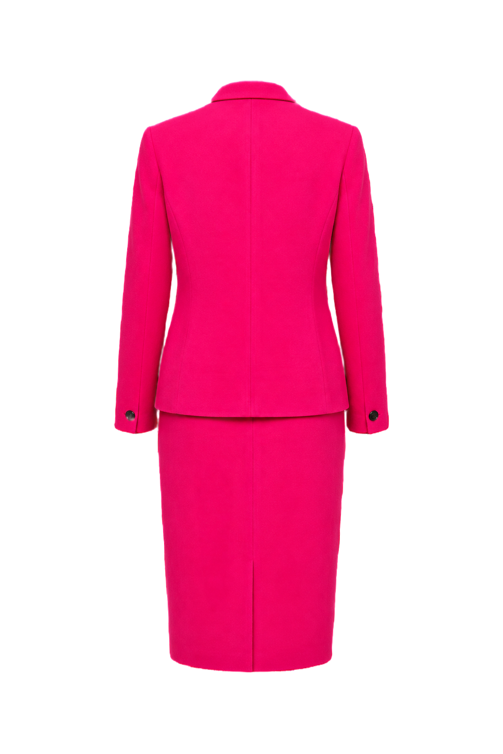 1980s Bright Pink Polyester Blazer + Skirt Set - Back View