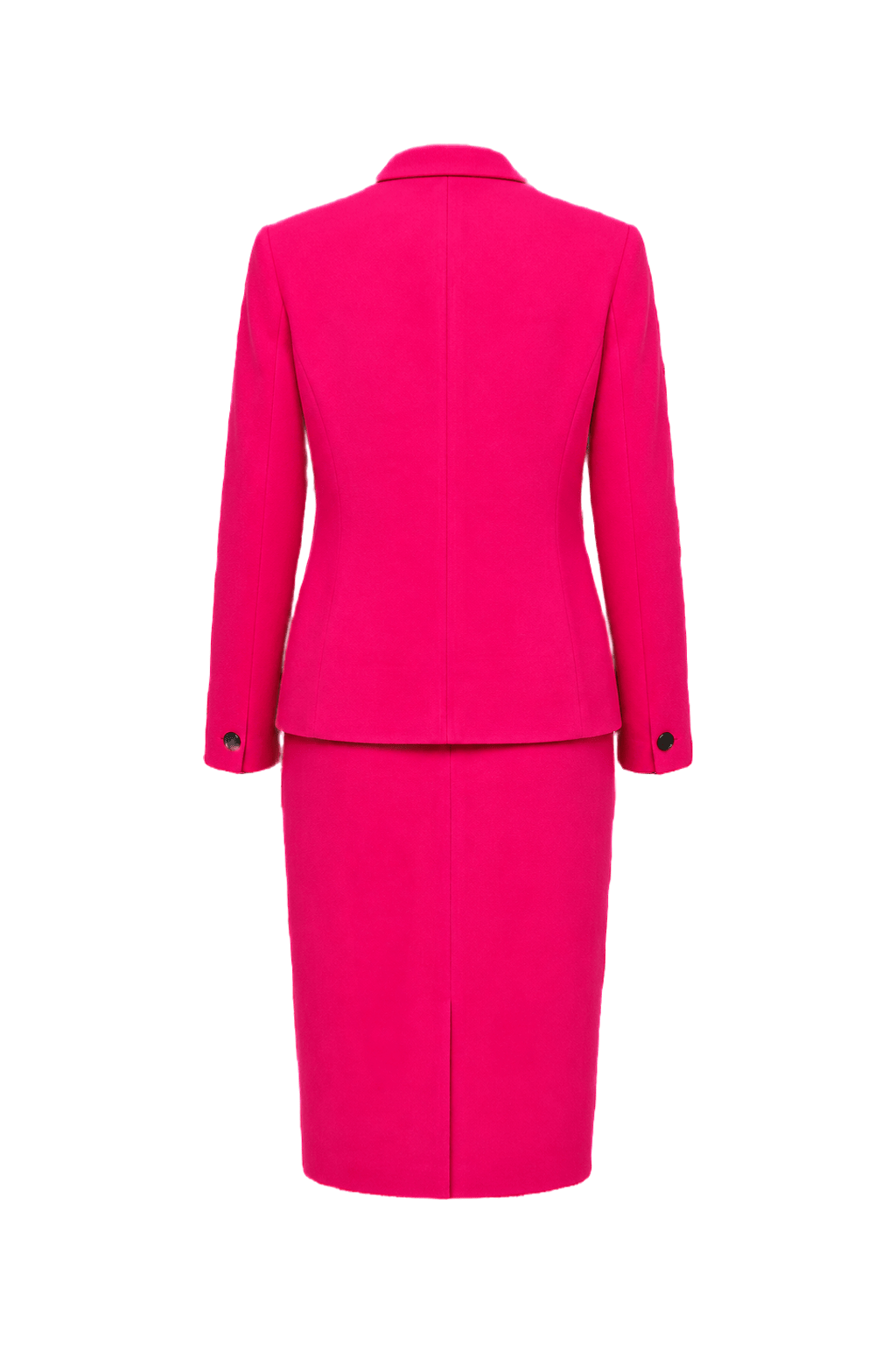 1980s Bright Pink Polyester Blazer + Skirt Set - Back View