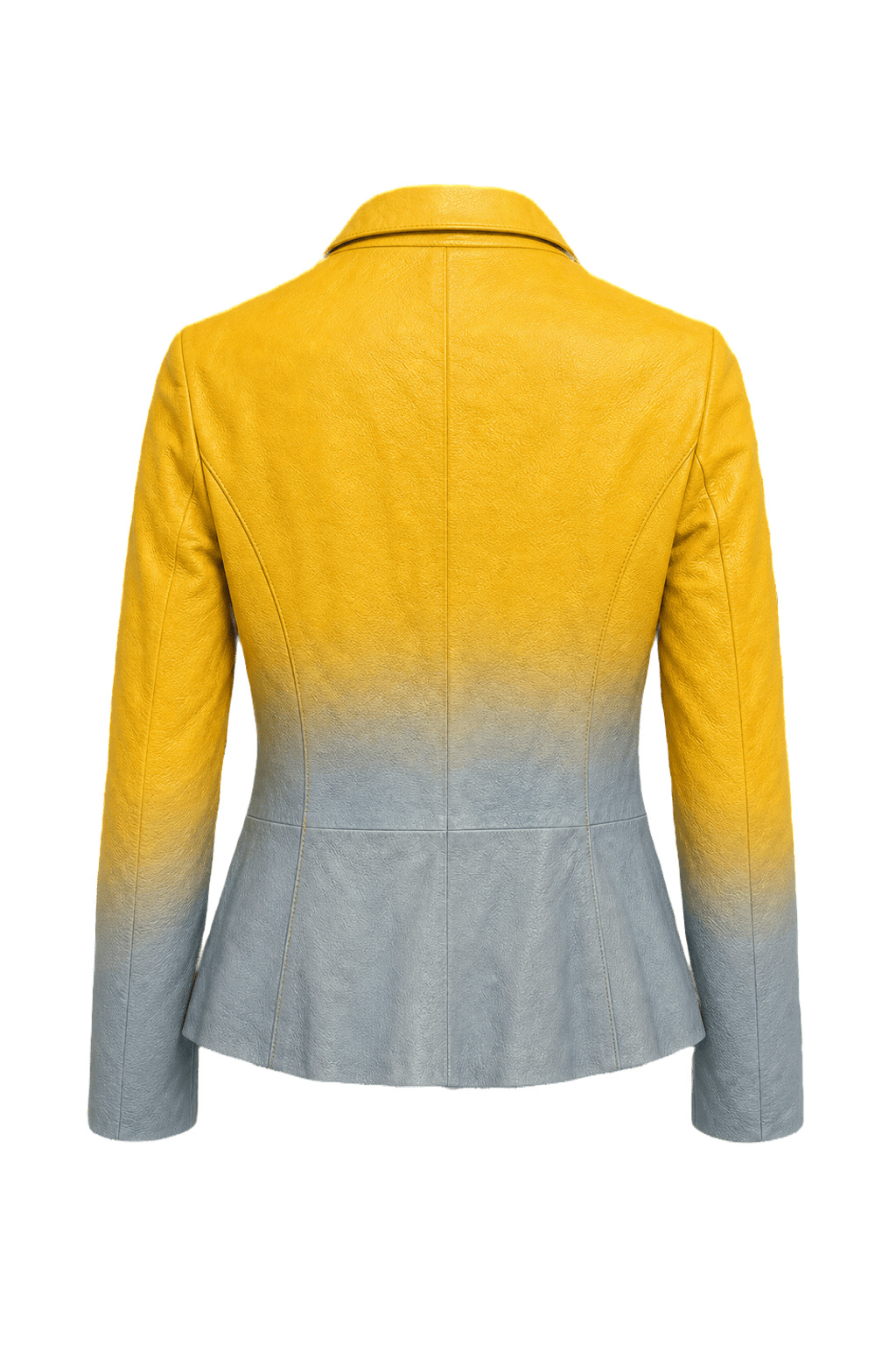 1980s Yellow Blue Leather Jacket - Back View