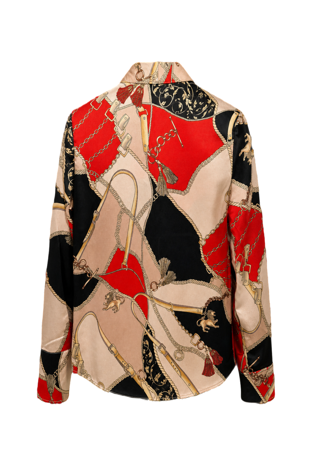 1980s Red Silk Blend Blouse - Back View