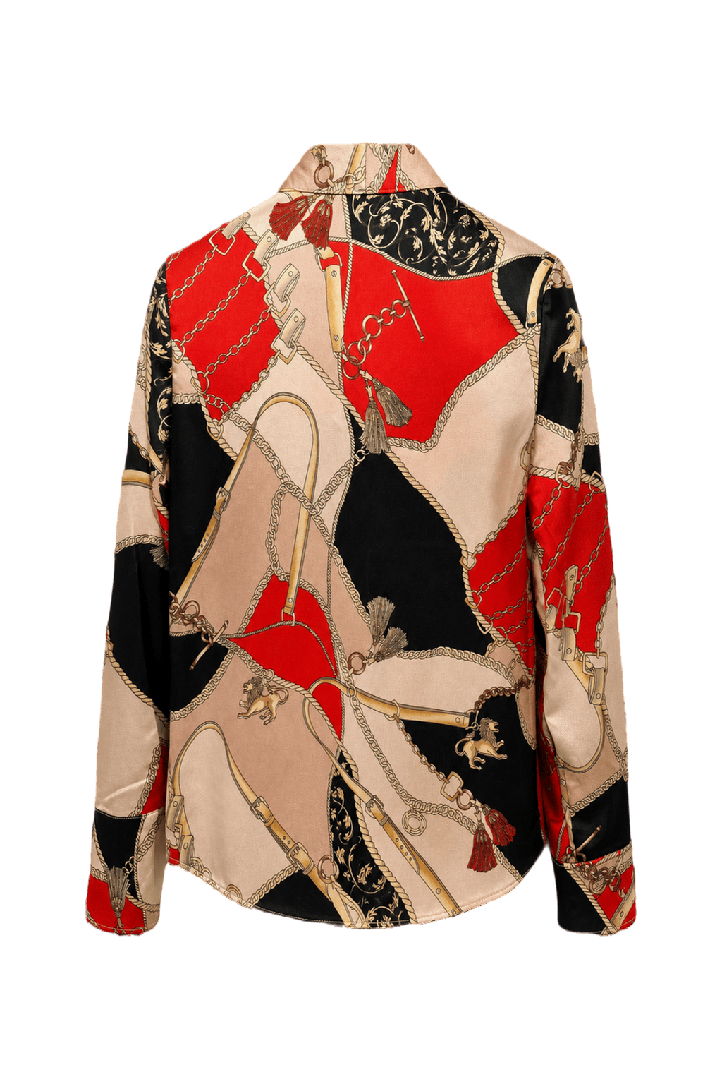 1980s Red Silk Blend Blouse - Back View