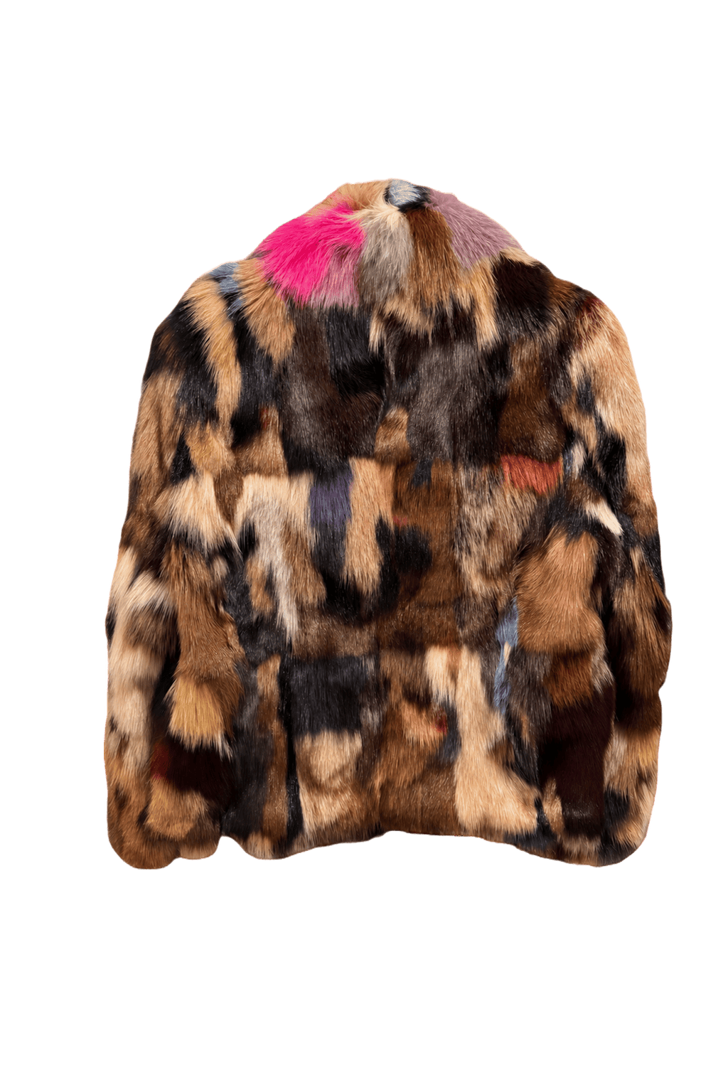 1990s Multicolor Fur Coat - Back View
