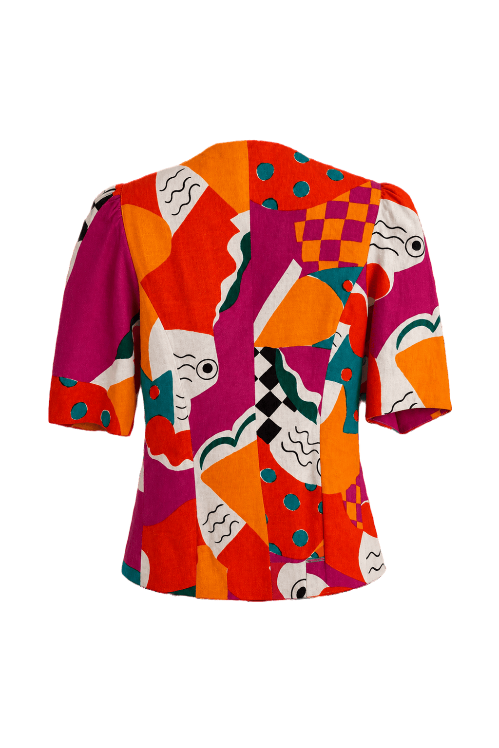 1980s Multicolor Cotton Blazer - Back View