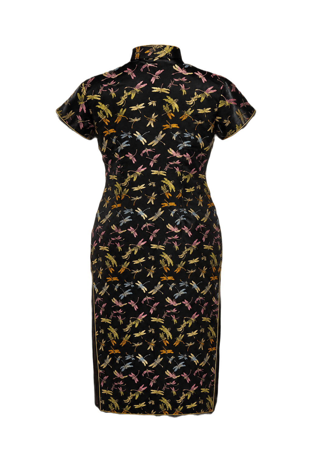 1970s Black Silk Cheongsam - Back View
