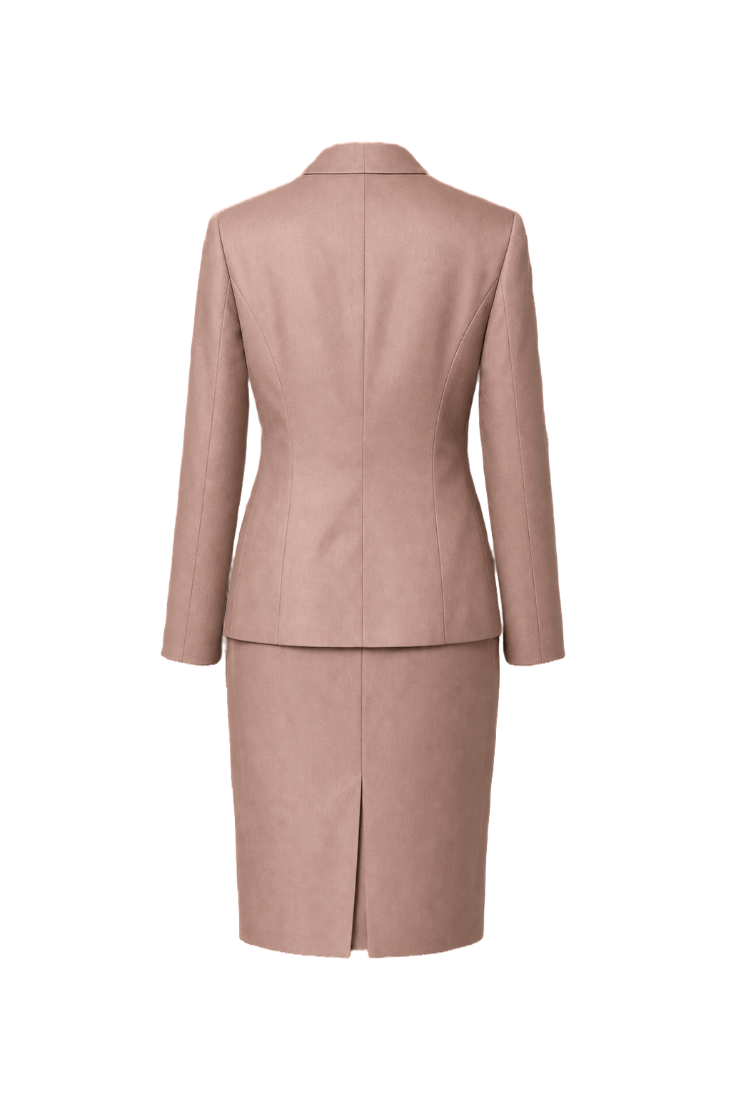 1980s Dusty Rose Silk Blend Blazer + Skirt - Back View