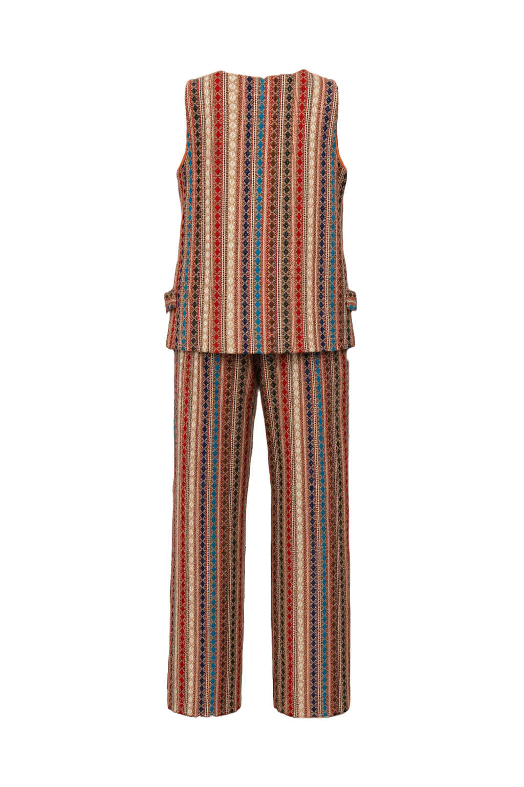 1970s Multicolored Cotton 2-Piece Set - Back View