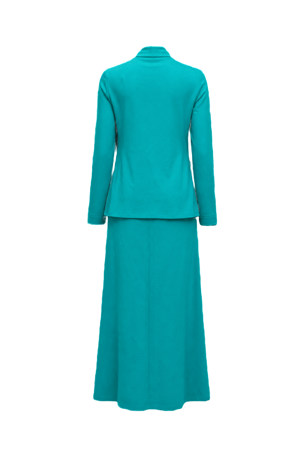 1970s Turquoise Cotton Blend Blazer and Maxi Dress Set - Back View