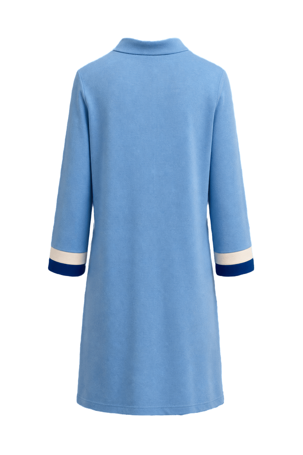 1960s Blue Cotton Blend Shift Dress - Back View