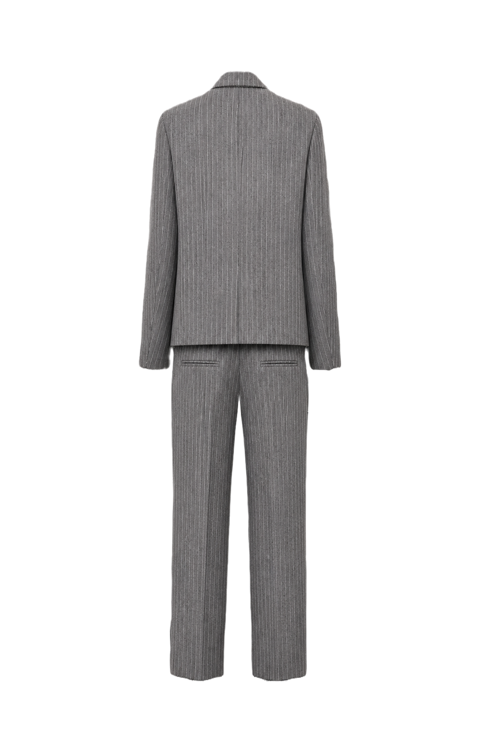 1990s Grey Wool Blend Blazer Set - Back View