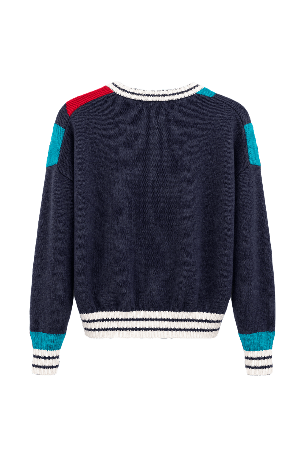 1980s Navy Blue Cotton Blend Sweater - Back View