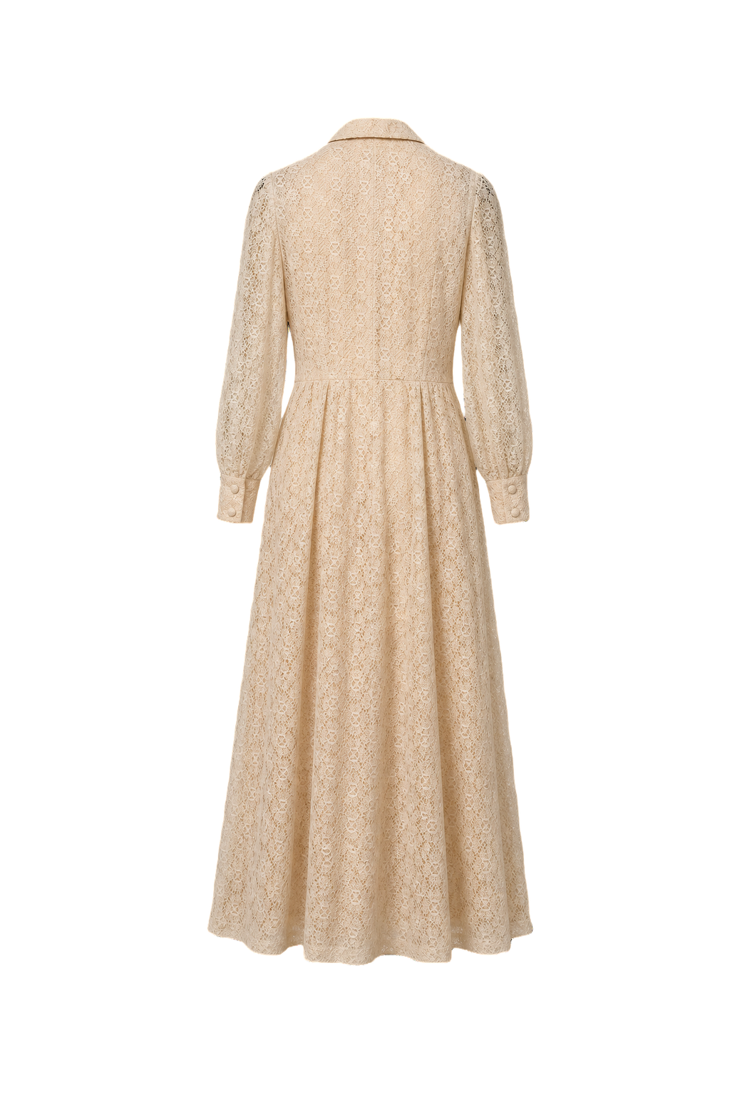 1970s Cream Lace Maxi Dress - Back View