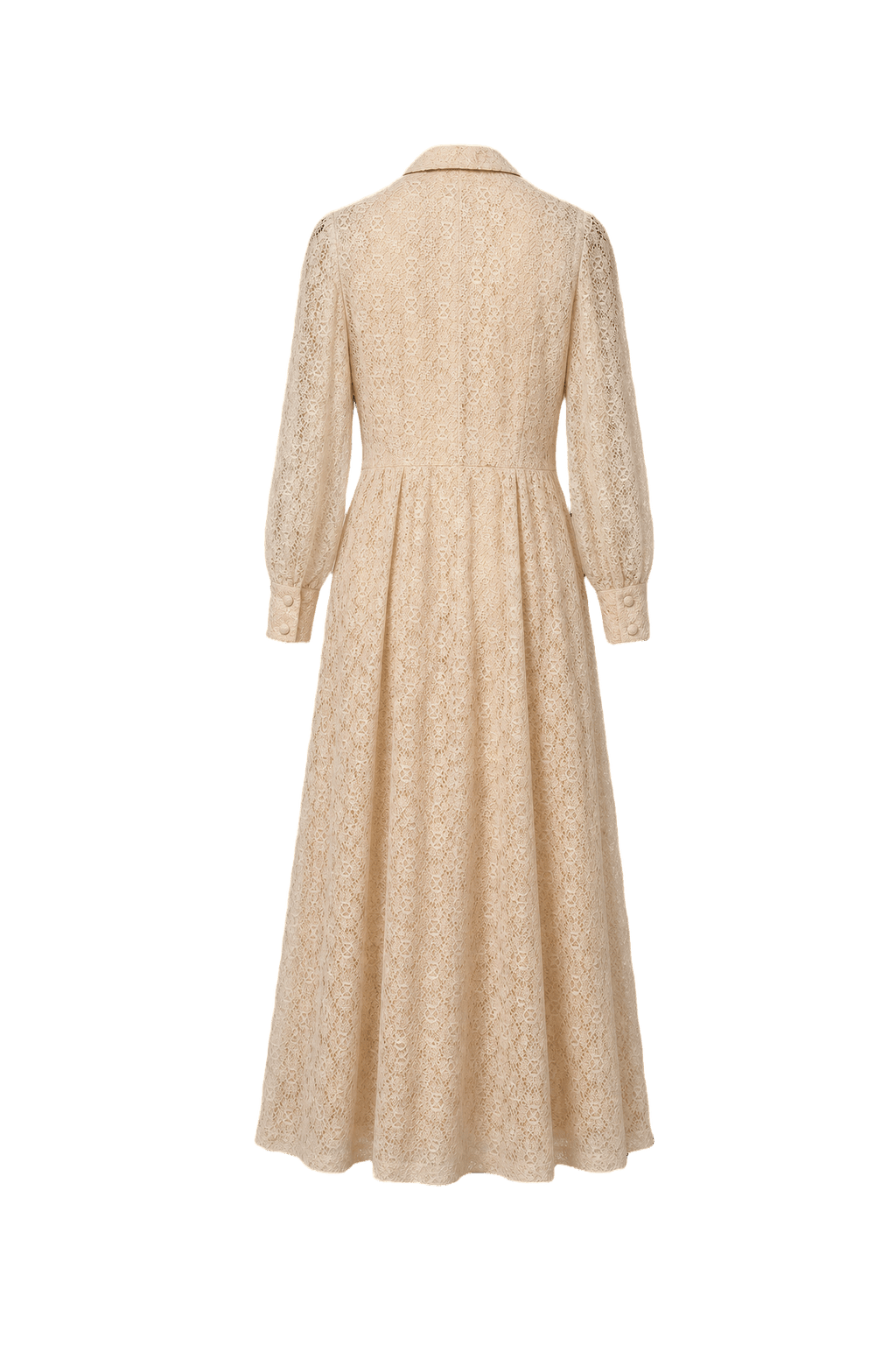1970s Cream Lace Maxi Dress - Back View