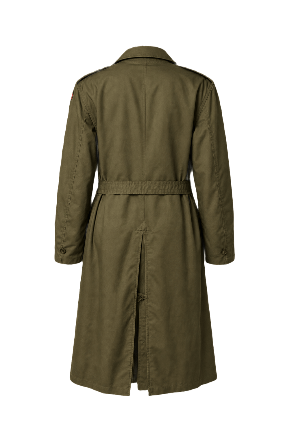 1940s Olive Drab Cotton Trench Coat - Back View